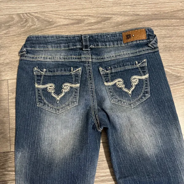 Royal Blue Womens Jeans 26x31 Low Rise Bootcut‎ Medium Wash Y2K Contrast Stitch - Image 9