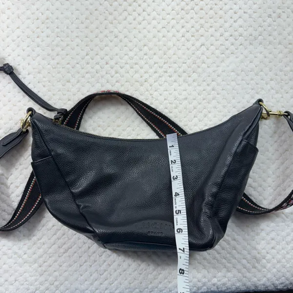 Lucky Brand Black Leather Guitar Embroidered Strap Crossbody Bag Purse Bohemian - Image 10