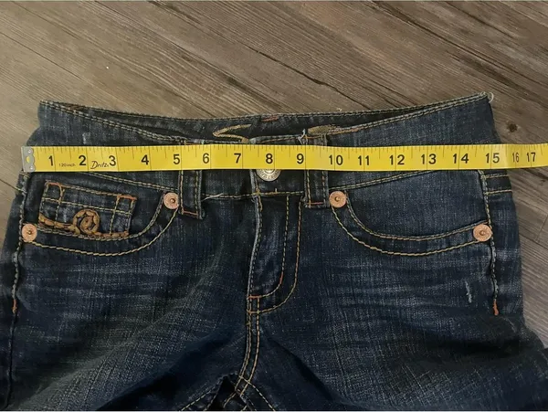 VTG Seven7 Bootcut Jeans Sz 6P Blue Dark Wash Embroidered - Image 4
