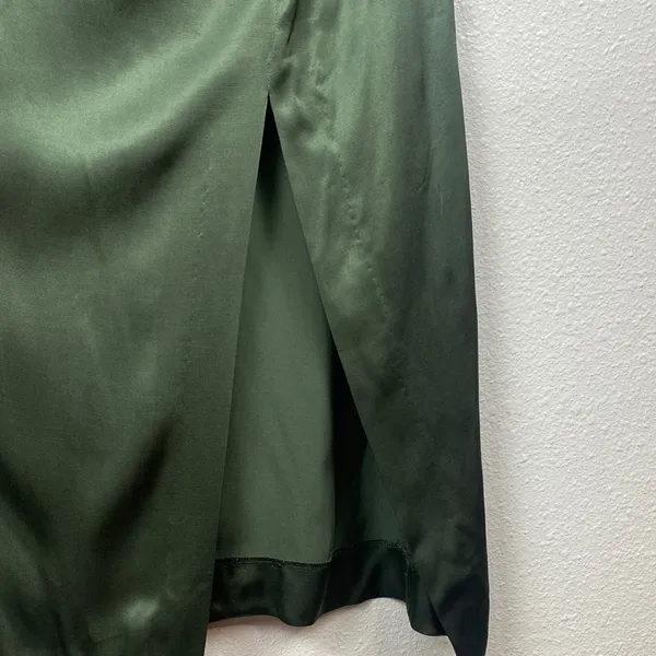 Zara Dark Green Satin Midi Dress Size S 100% Viscosa - Image 6