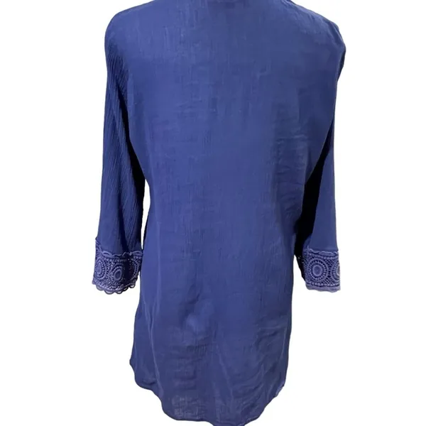 La Blanca Womens Beach Tunic Coverup Size M Blue Coastal Resort Lightweight - Image 5
