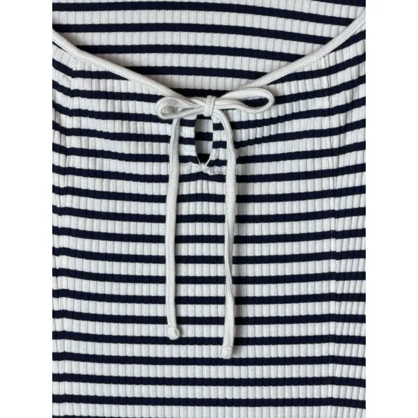 Aerie Maxi Dress Women Small Blue White Stripe Tie Front Long Sleeve Coastal - Image 7