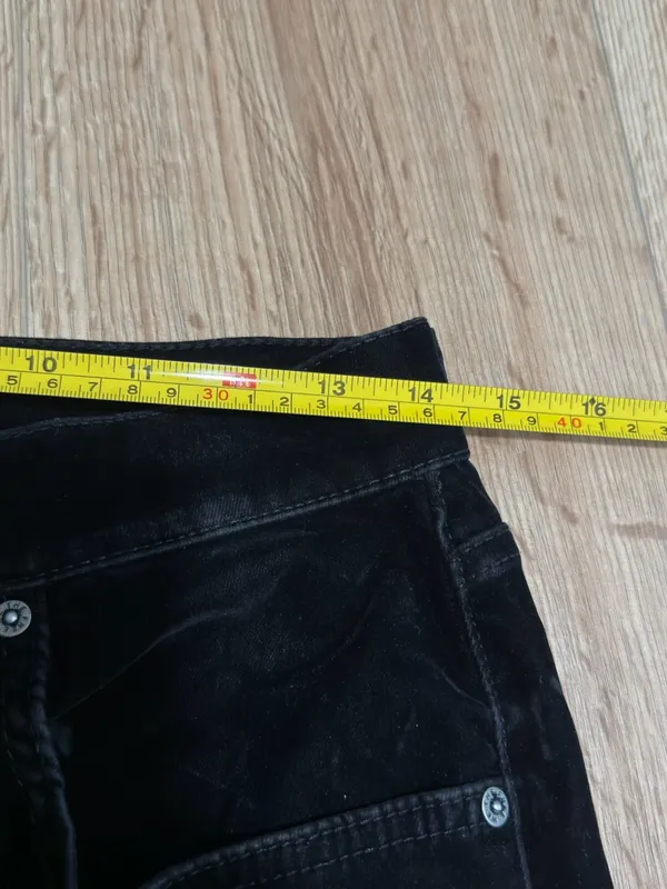 We The Free Free People Black Velvet Pants Button Fly‎ High Rise Size 30 - Image 6