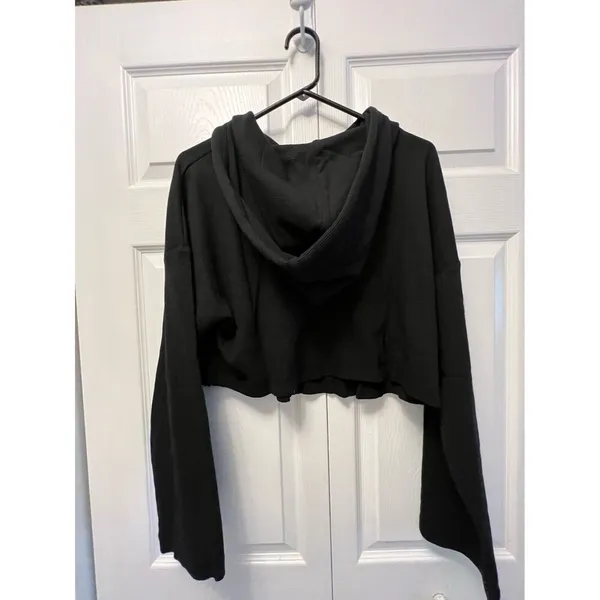 Naked Wardrobe Hoodie Womens 1X Black Cropped Zip Up Solid‎ NWT - Image 8