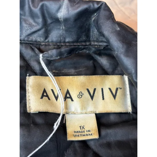 Ava & Viv Black Quilted Biker Jacket Full Zip Snap Pockets 1X F18492703 - Image 4