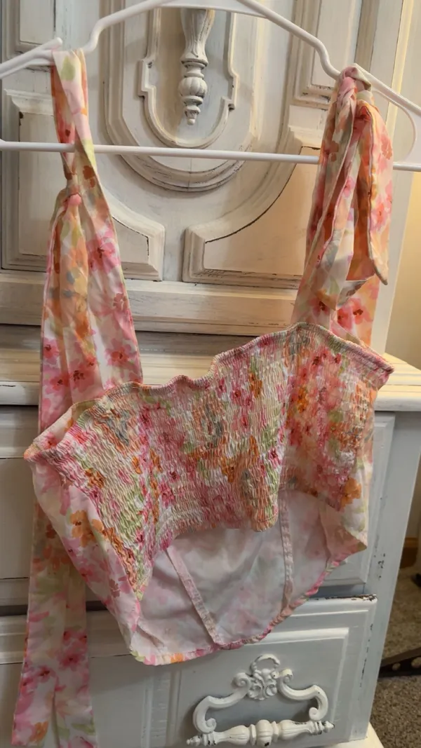 Floral Shein Vacation Tie Up Top Boutique - Image 2
