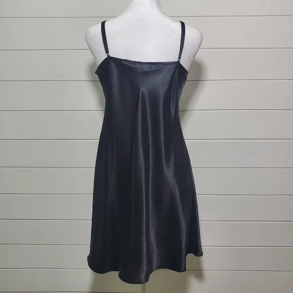 Gilligan & O’Malley Slinky Black Mini Slip Dress. Size: L.‎ - Image 3
