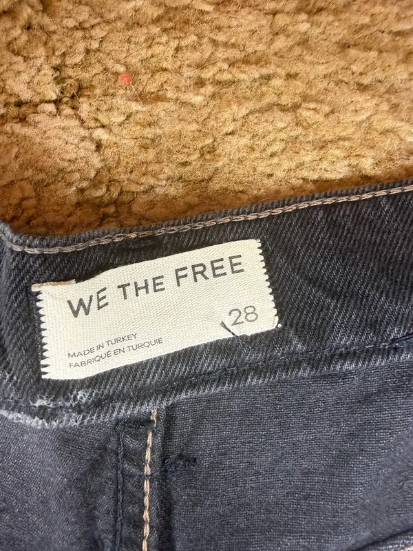 Free People We The Free Black Denim Bermuda Jort Shorts Raw Hem Size 28 NWOT - Image 4