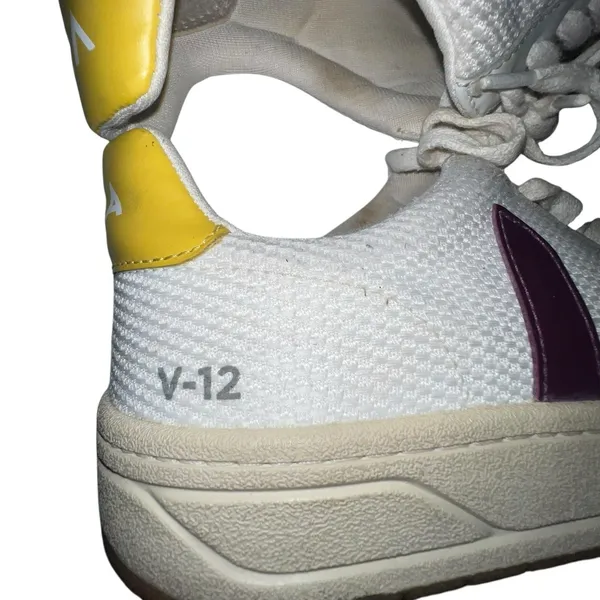 Veja V12 Leather Tennis Shoes Women Size 8‎ Sneakers Purple V Low Top Athletic - Image 6