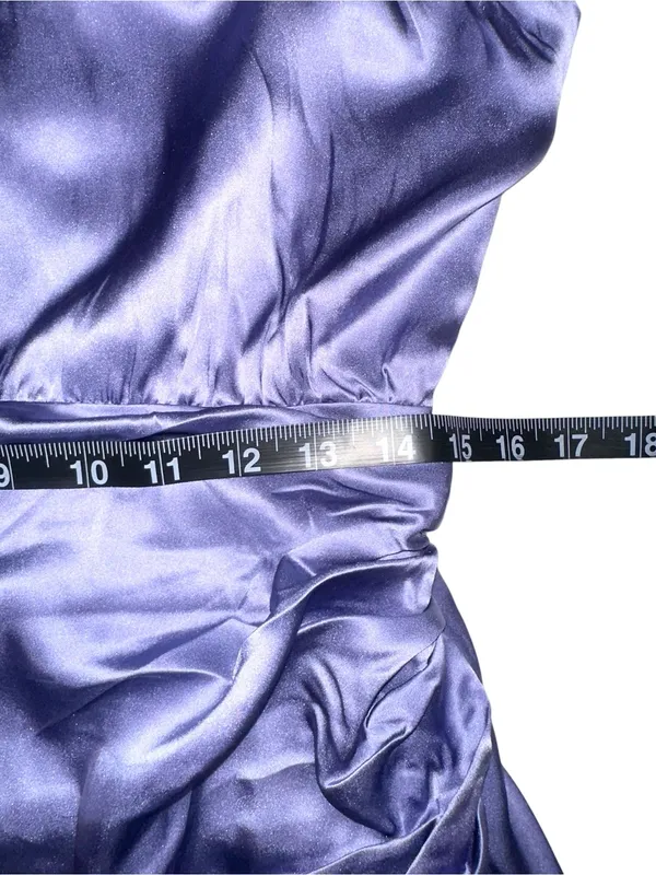 NWT Anthropologie Silk One Shoulder Purple Satin Side Slit Midi Dress 8 - Image 9