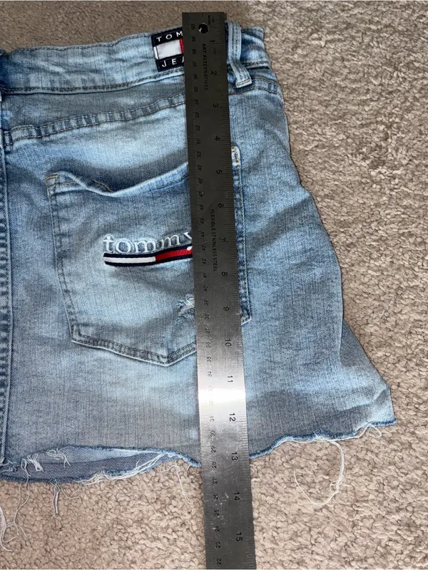 Tommy Hilfiger Light Blue Distressed Denim Mini Skirt - Image 6