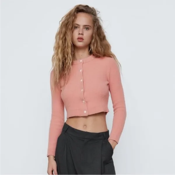 ZARA *NWT* soft Pink Button-Up cardigan - Image 3