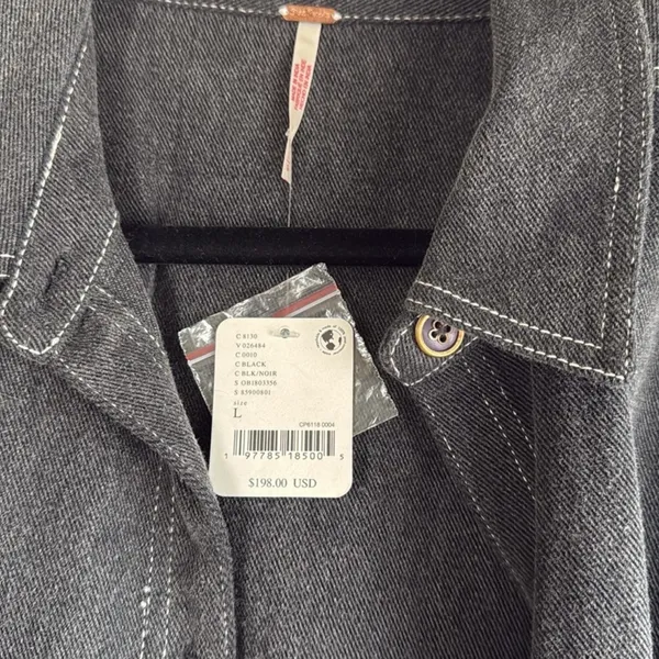 Free People Mini Denim Dress Black - Image 3
