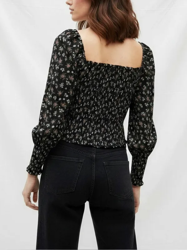 REFORMATION Pinto Smocked Floral Top, Lucien Print, 1X - Image 2
