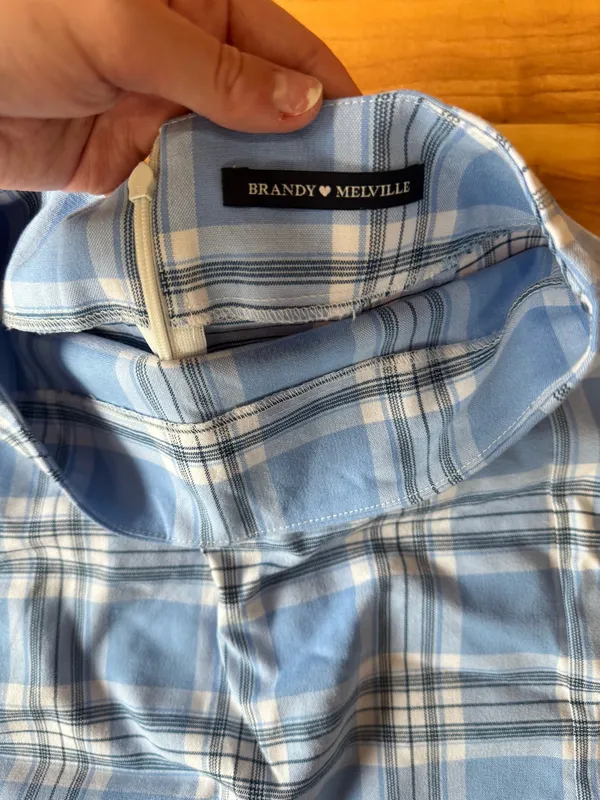 Brandy Melville Plaid Skirt Blue - Image 2