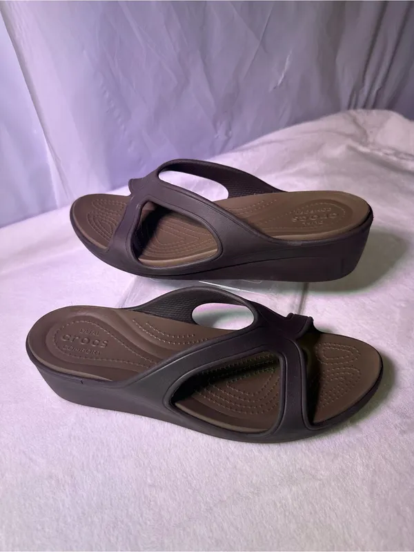CROCS Women's Wedge Slide Sandal in Olive - Image 3
