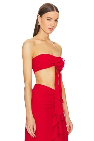 Bardot Akasha Crop Top in Deep Red - Image 2
