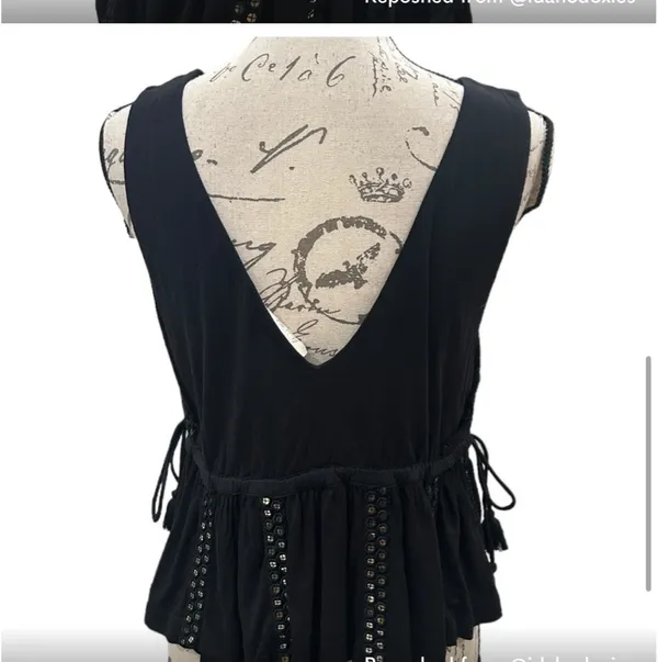 Anthropologie Black Sequin Embellished Top - Image 7