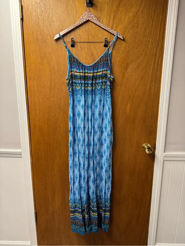 Sacred Threads Wide Leg Sleeveless Jumpsuit Blue Rayon L/XL Large Extra Large - Image 12
