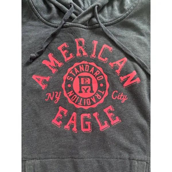 American Eagle Y2K Women's Blue Pink Pull Over Hoodie Sweater Size Small Logo - Image 4