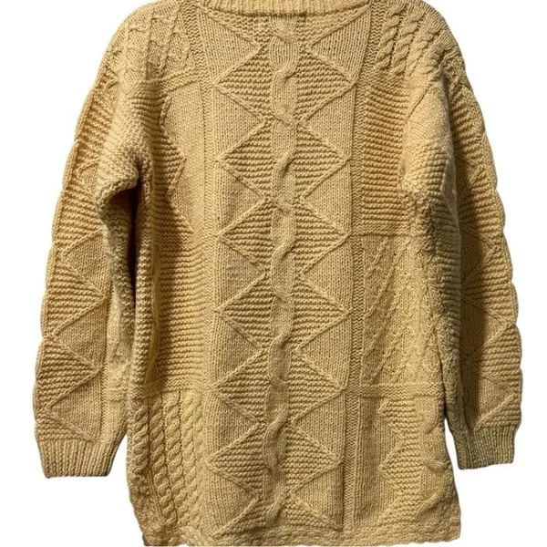 Aran Cable Knit Vintage‎ 90's Wool Fisherman Sweater Celtic Coastal Eagle Eye S - Image 2