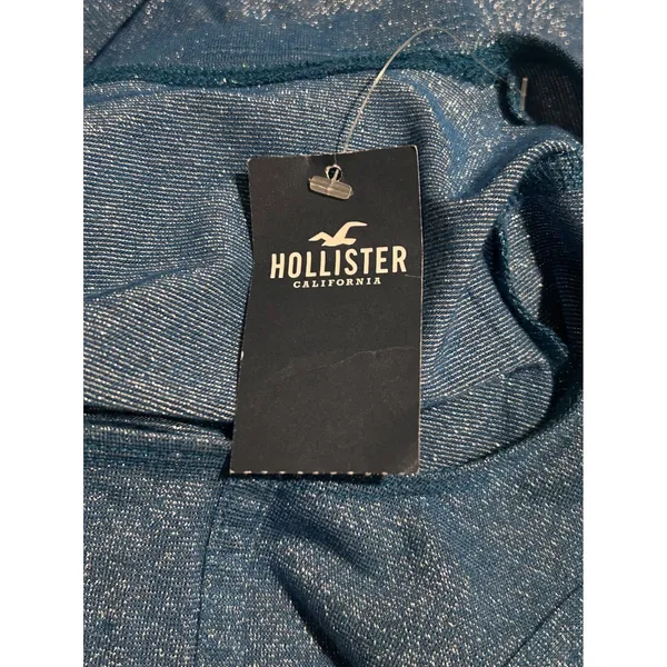 Hollister Crop Top Womens Small Blue New Glitter Square Neck Long Sleeve Corset - Image 7