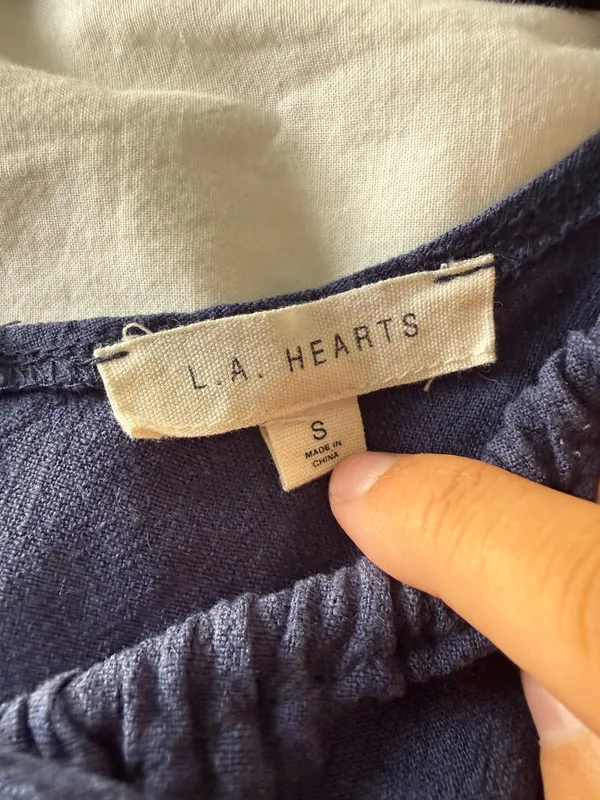 LA Hearts Navy Blue Mini Linen Dress - Image 4