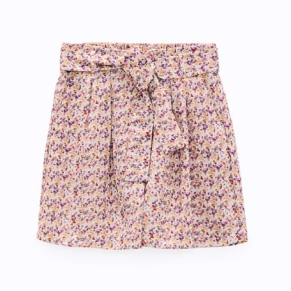 ZARA Printed High Waisted Paper Bag Shorts - Image 4