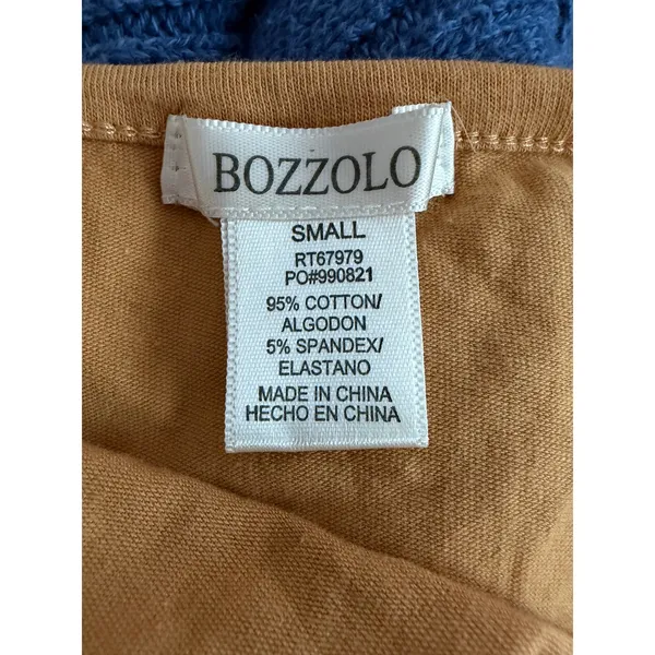 Bozzolo Womens Mustard Tan Cotton Blend Spaghetti Strap‎ Thong Bodysuit Small - Image 3