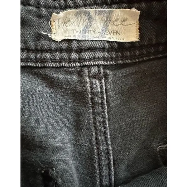 We the Free washed black denim high rise flare raw hem‎ jeans sz 27 - Image 3