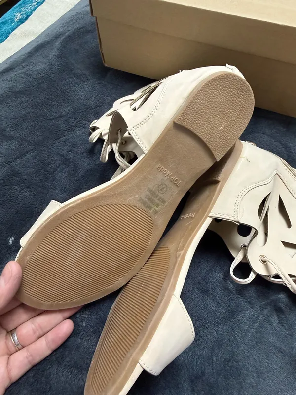 Top Moda cream lace up sandals #summer #heels - Image 3