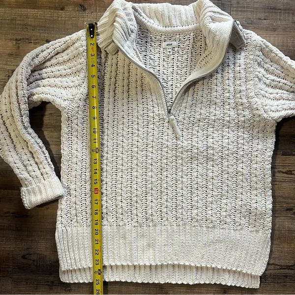 Aerie Womens Beige Cable Car Quarter Zip Knit Sweater Size XS - Image 5