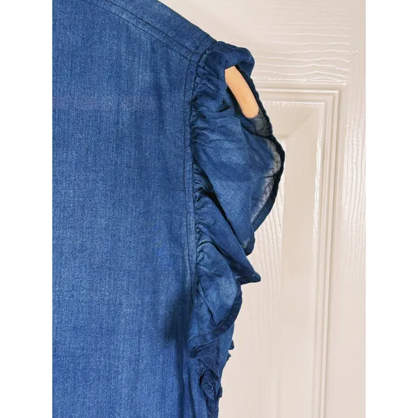 La Vie Rebecca Taylor Tiered Denim Dress Size XS Blue Boho Cottage Western - Image 11