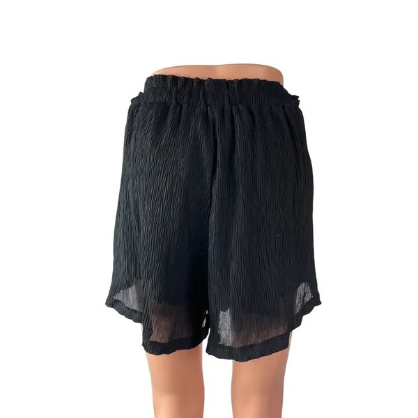 Lulus Women's Black Crinkle High Waisted Stretch Mesh Layered Mini Shorts Size L - Image 3