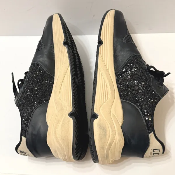 Golden Goose Running Sole Sneakers Black Glitter Leather Star Low Top IT 39 US 9 - Image 11