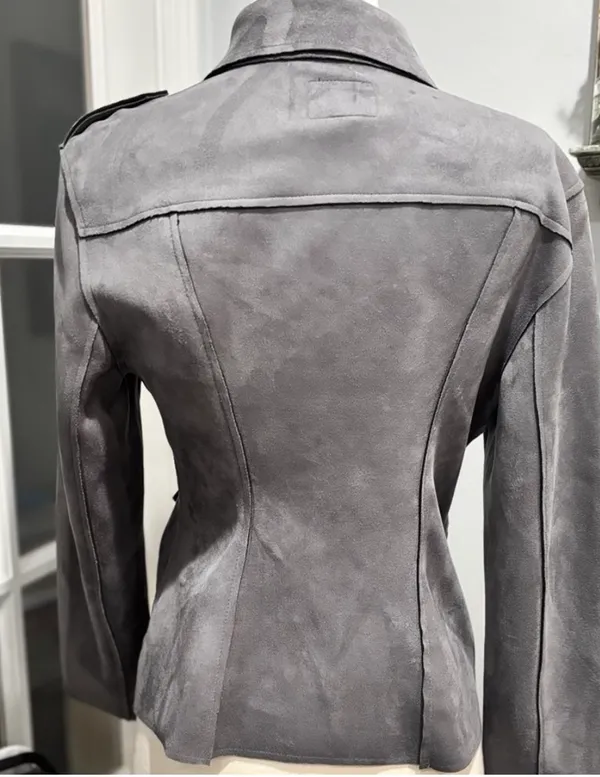 KUT from the Kloth Faux Suede Grey Moto Jacket - Image 6