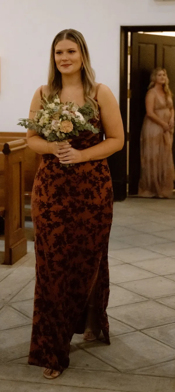 Revelry Teracotta Bridesmaid Dress Red Size M - Image 2