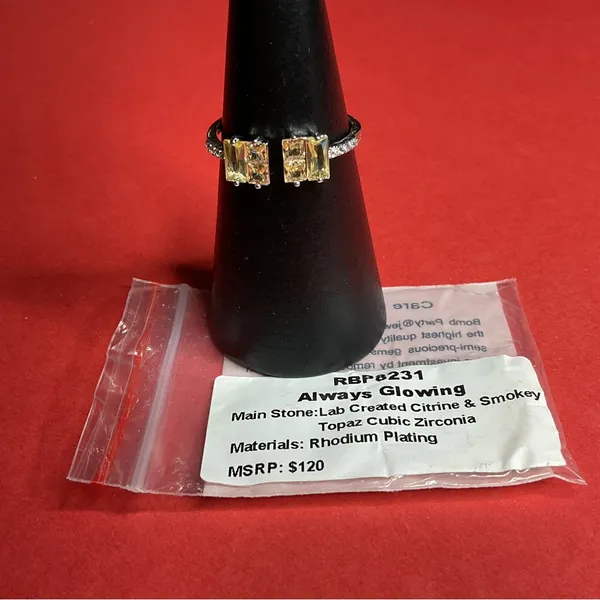 Bomb Party RBP8231 “Always Glowing” LC Citrine & CZ on Rhodium Size 10 Ring NWT - Image 4