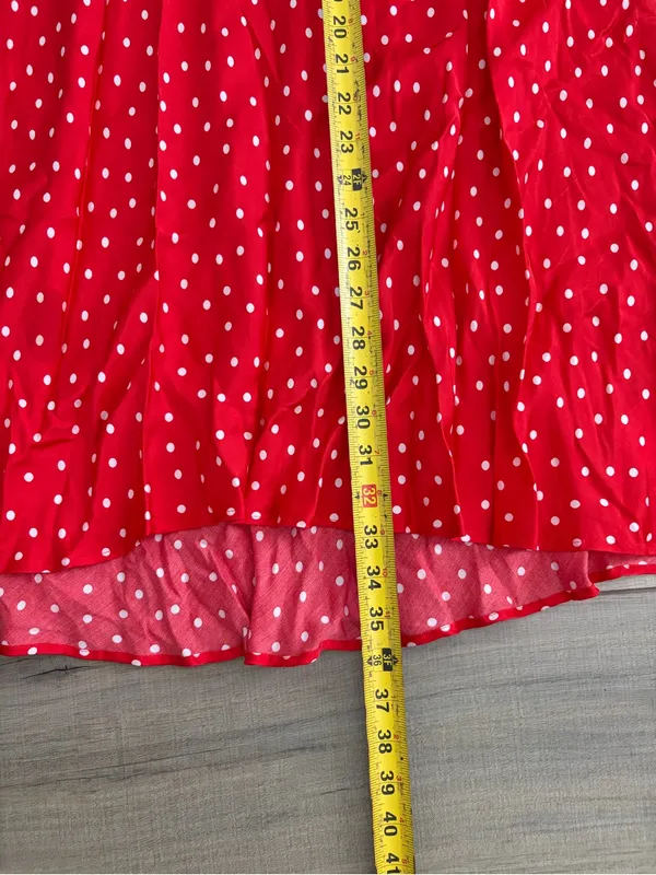 Anthropologie Maeve Gemma Printed Red White Bias Cut Polka Dot Maxi Skirt XS - Image 9