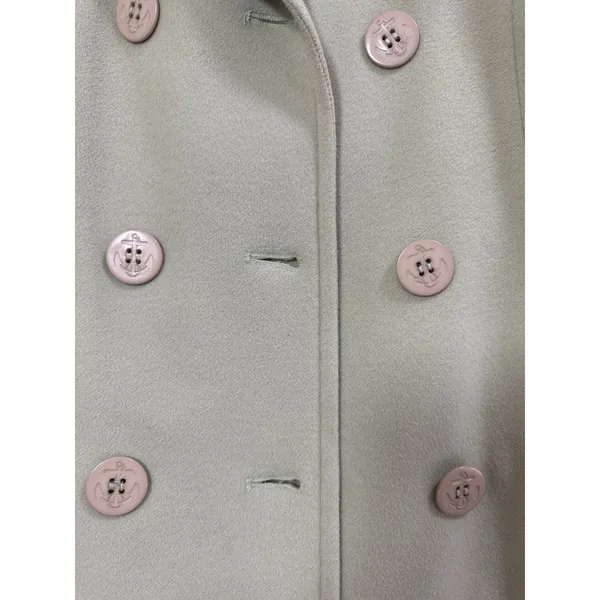 Talbots Sage Green Wool Cashmere Blend Double Breasted Pea Coat Size 4 Italian - Image 2
