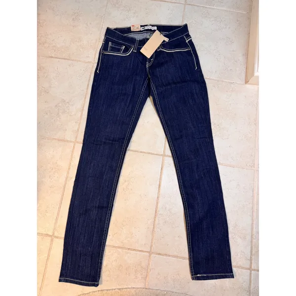 Levis 524 Too NWT Superlow Skinny Jeans Dark Wash Indigo Low Rise Denim Size 2 - Image 5