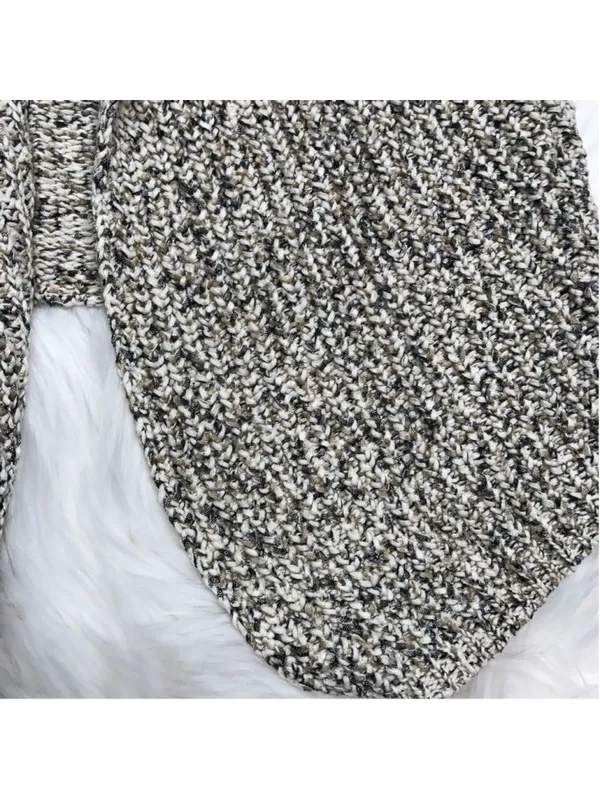 NEW Jones New York Black Cream & Gray Chunky Knit Waterfall Vest Medium NWOT - Image 5