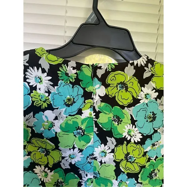NWOT. Zara Draped Floral Blue Green Long Sleeve Cut Out Bodysuit M - Image 9