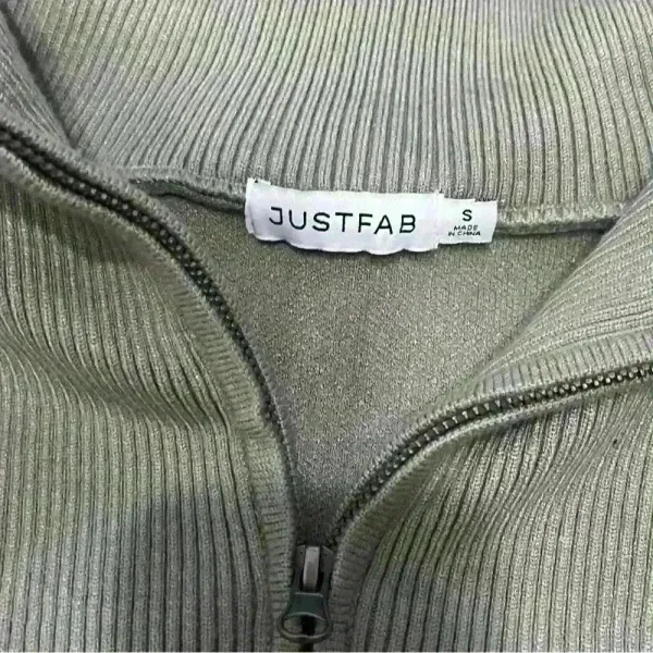 JUSTFAB Half Zip Collared Sweatshirt | Cropped Hoodie Sweater | Green | Size S - Image 6