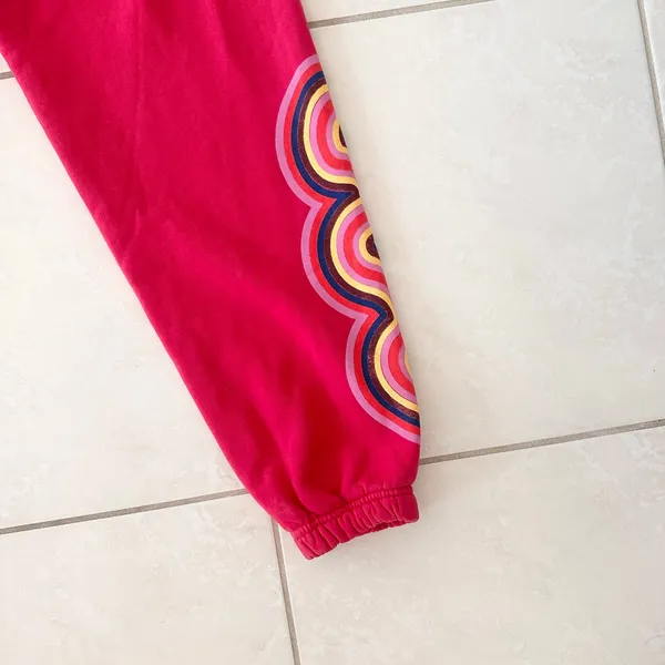 Spirit Jersey Red Jogger Sweatpants Rainbow Wave Swirl Rainbow Medium - Image 8