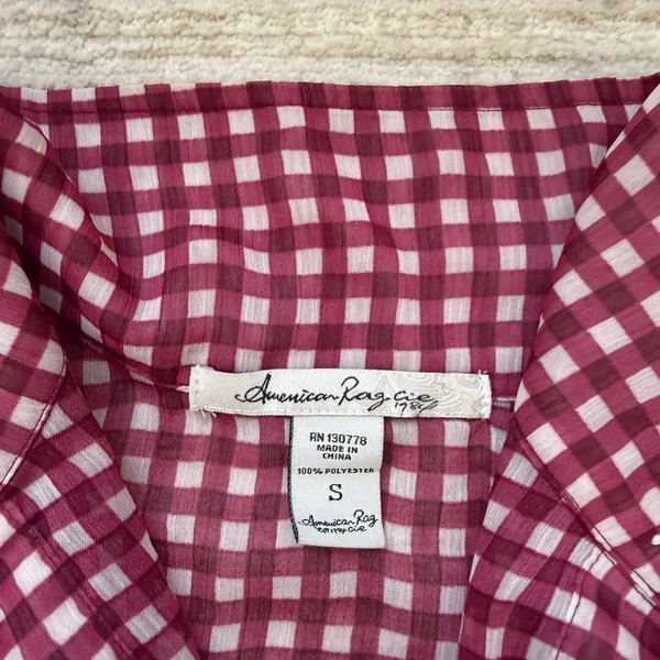 American Rag Burgundy Checkered Button Down Shirt (Size Small) - Image 6