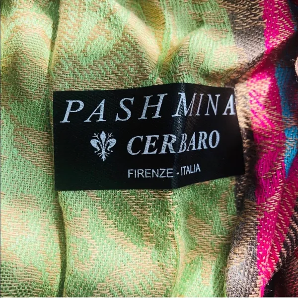 Pashmina Cerbaro (Made in Italy) Scarf Green Multi L 75” - Image 3