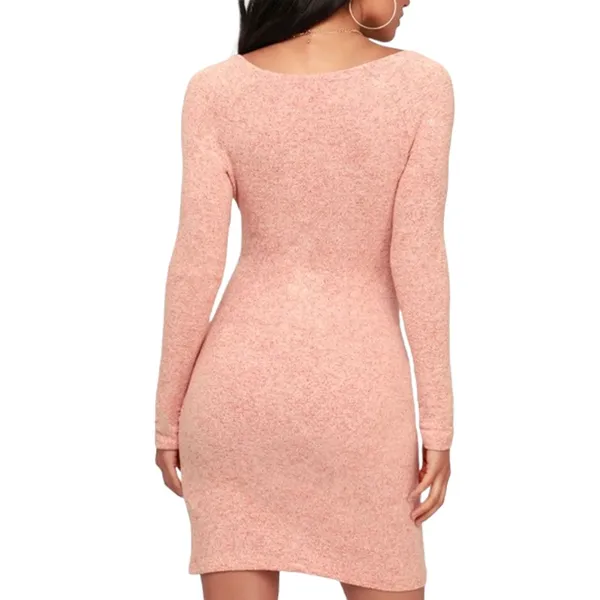 Free‎ People Ginger Tie Front Sweater Dress Long Sleeve Blush Pink Medium - Image 4