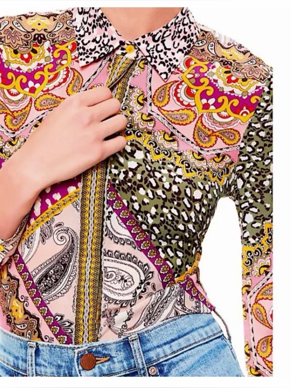 NWT- Alice and Olivia Willa Hidden Placket Silk Top Size S - Image 5