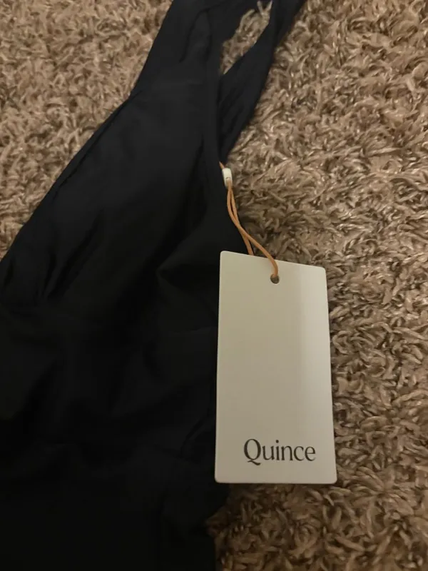 Quince Italian Plunge One-Piece Swimsuit Medium Black NEW NWT Polyamide Neutral - Image 2